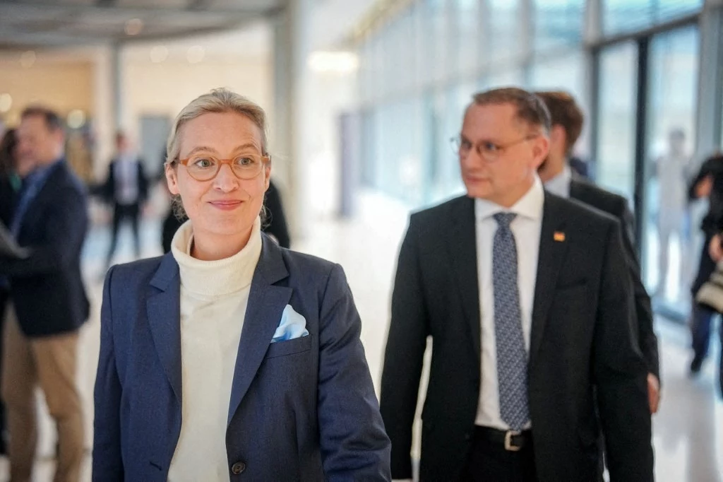 Liderzy AfD Alice Weidel i Tino Chrupalla Liderzy AfD Alice Weidel i Tino Chrupalla