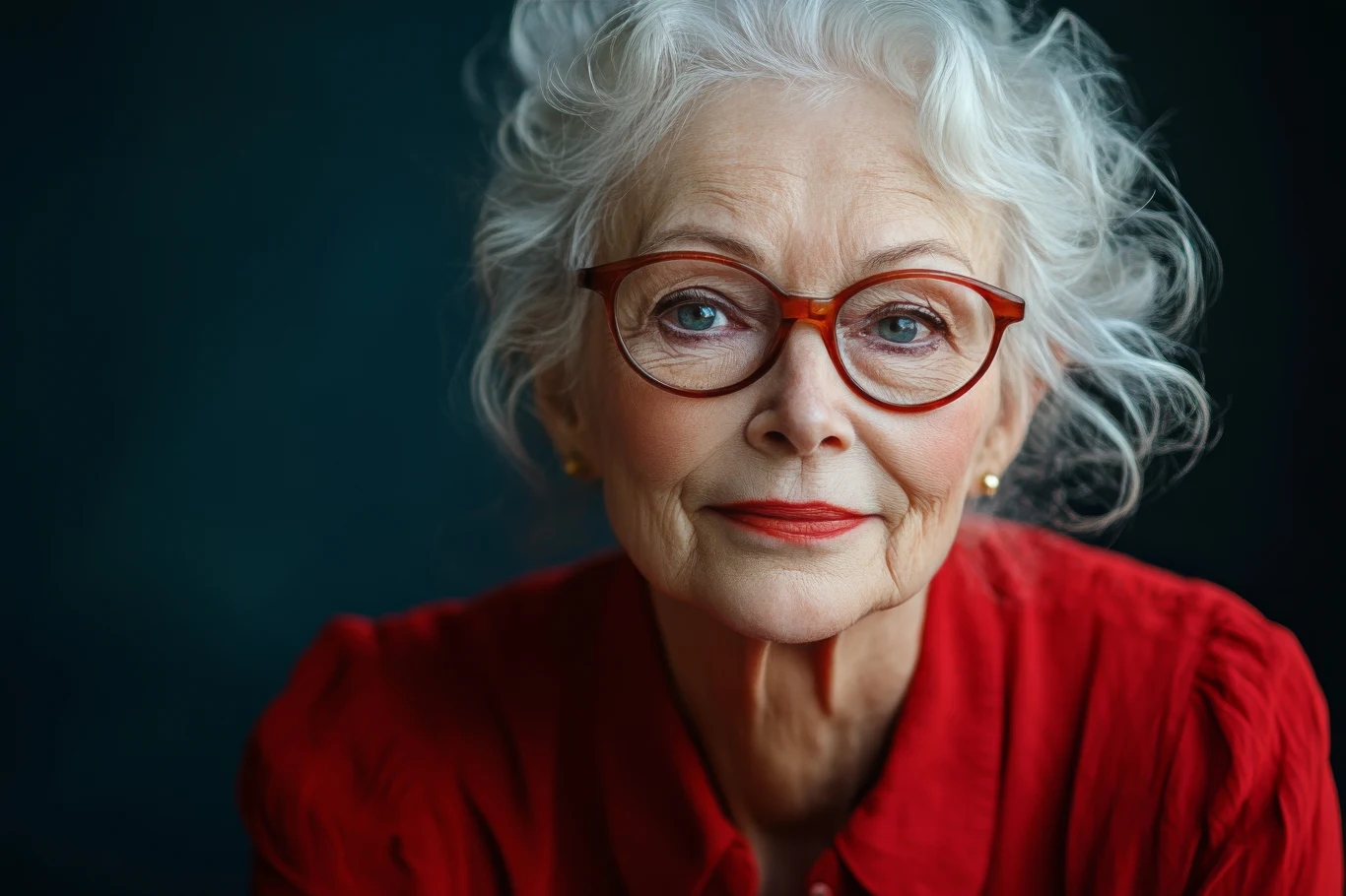 Wróżka Diana ułożyła tarota dla wszystkich znaków. Sprawdź, co się wydarzy w sobotę Starsza kobieta z siwymi włosami w okularach na tle w ciemnym granacie, ubrana w czerwoną bluzkę. Jej twarz wyraża spokój i pewność siebie.