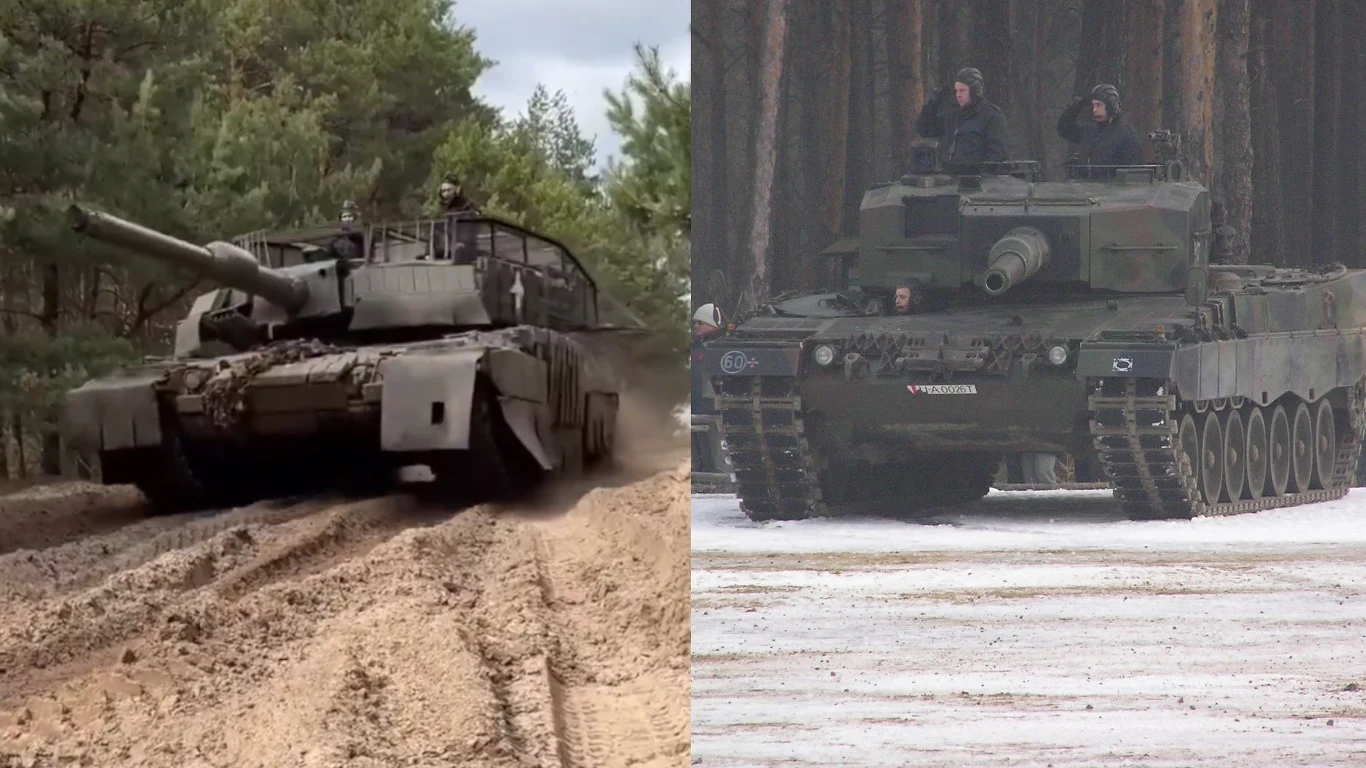Leopard 2A4V po lewej i Leopard 2A4 po prawej