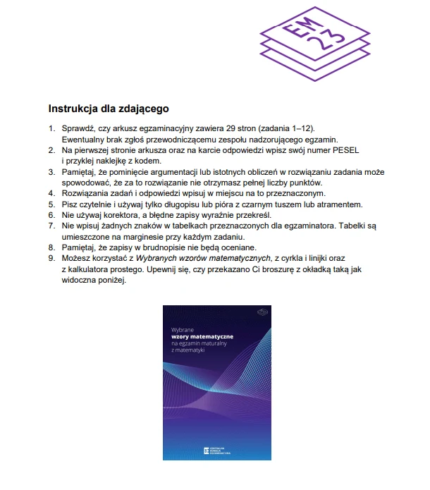 Matura 2025. Matematyka, poziom rozszerzony. Arkusz CKE - strona 2