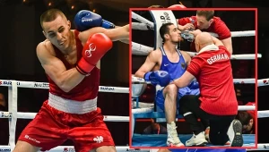 Damian Durkacz (z lewej), w narożniku jego rywal, reprezentant Niemiec Magomed Schachidov