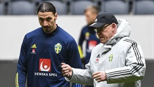 Janne Andersson (z prawej) jeszcze jako selekcjoner reprezentacji Szwecji. Obok Zlatan Ibrahimović