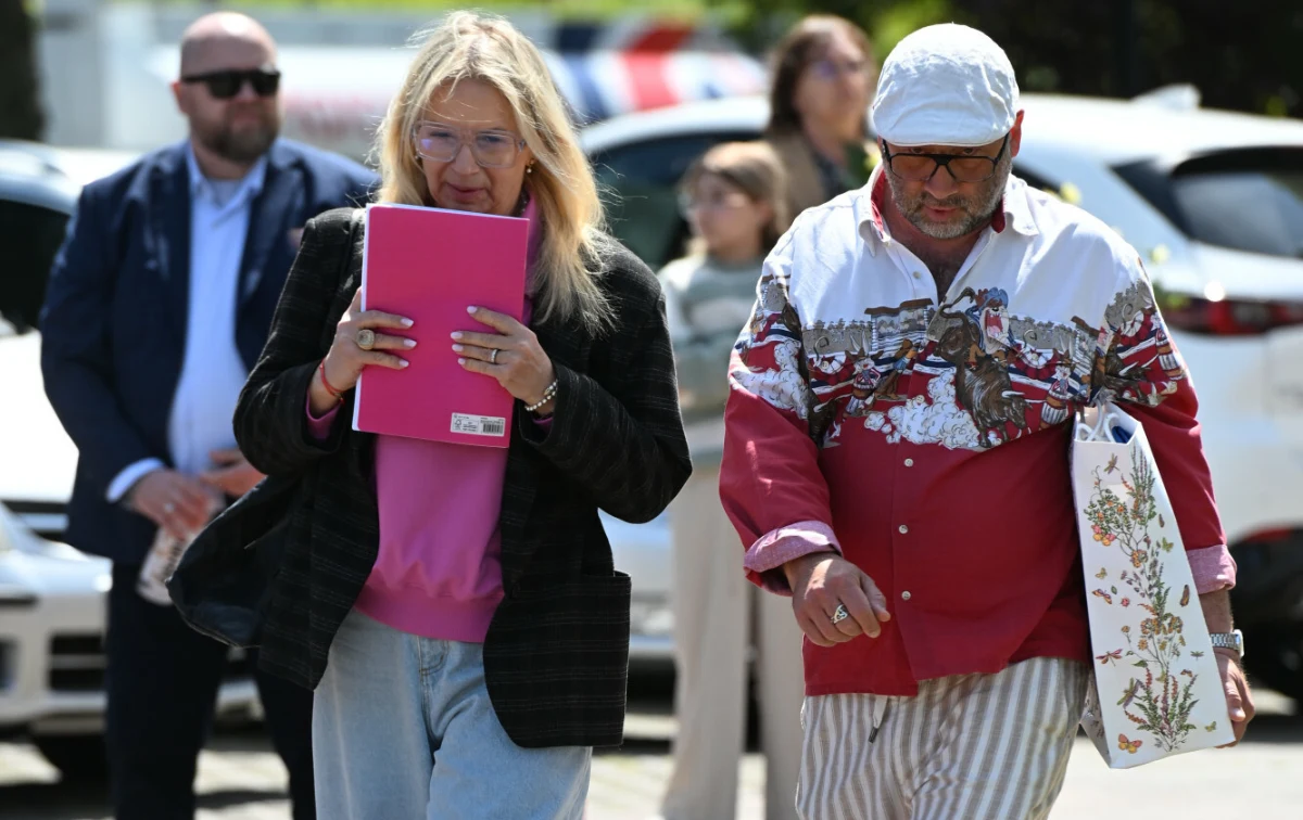 Marzena Rogalska na pogrzebie Tomasza Jakubiaka