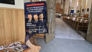 Politycy PiS na ulotce, która znalazła się w kościele w Białej Podlaskiej