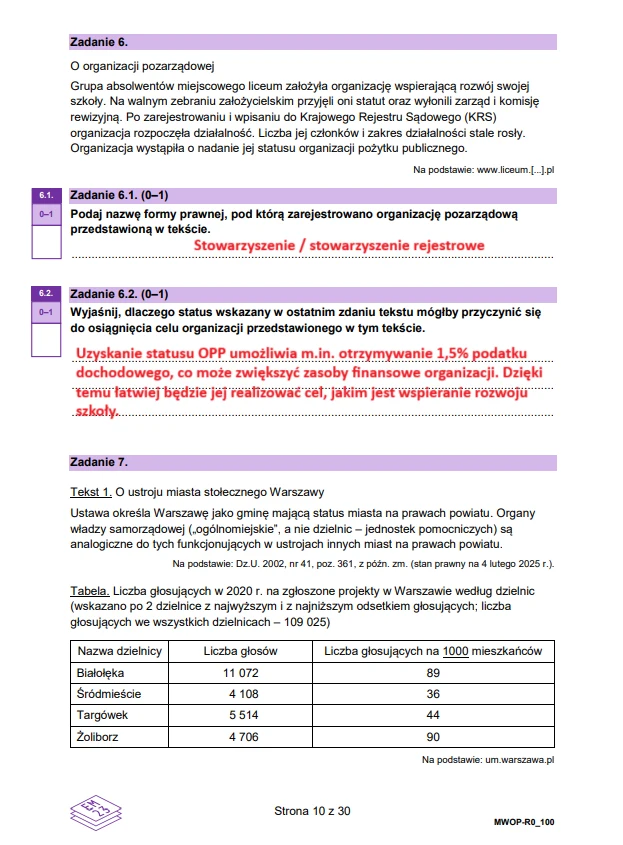 Matura 2025. WOS rozszerzony. Arkusz CKE i odpowiedzi - strona 10 Matura 2025. WOS rozszerzony. Arkusz CKE i odpowiedzi - strona 10