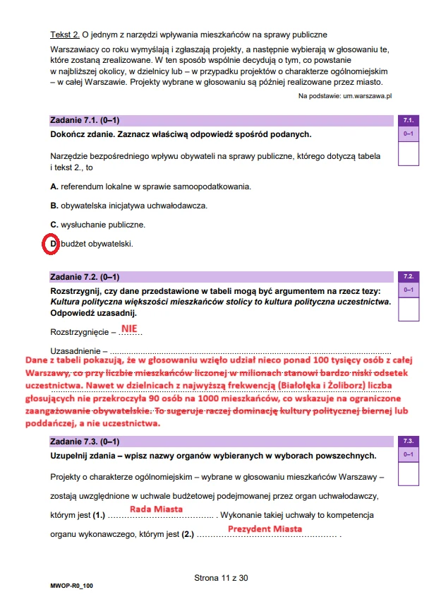 Matura 2025. WOS rozszerzony. Arkusz CKE i odpowiedzi - strona 11 Matura 2025. WOS rozszerzony. Arkusz CKE i odpowiedzi - strona 11