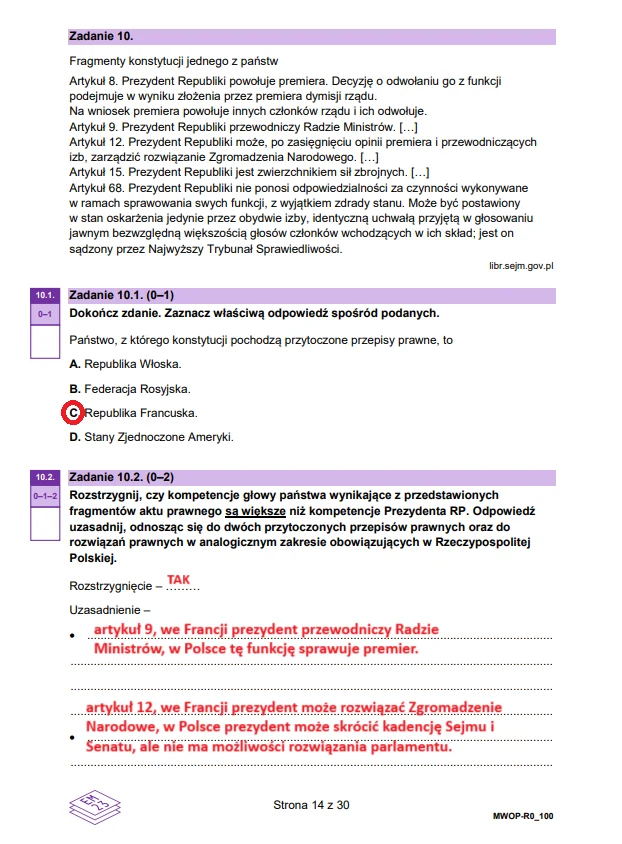 Matura 2025. WOS rozszerzony. Arkusz CKE i odpowiedzi - strona 14 Matura 2025. WOS rozszerzony. Arkusz CKE i odpowiedzi - strona 14