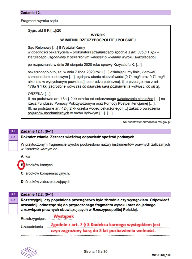 Matura 2025. WOS rozszerzony. Arkusz CKE i odpowiedzi - strona 16 Matura 2025. WOS rozszerzony. Arkusz CKE i odpowiedzi - strona 16