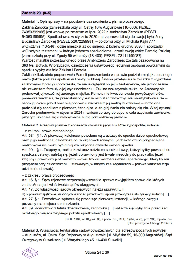 Matura 2025. WOS rozszerzony. Arkusz CKE i odpowiedzi - strona 24 Matura 2025. WOS rozszerzony. Arkusz CKE i odpowiedzi - strona 24
