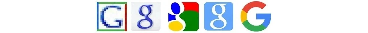 Logo Google (sygnet) z 1999, 2009, 2012 i 2015 roku Logo Google (sygnet) z 1999, 2009, 2012 i 2015 roku