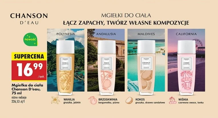 Mgiełki do ciała od Chanson D'eau w Biedronce Mgiełki do ciała od Chanson D'eau w Biedronce