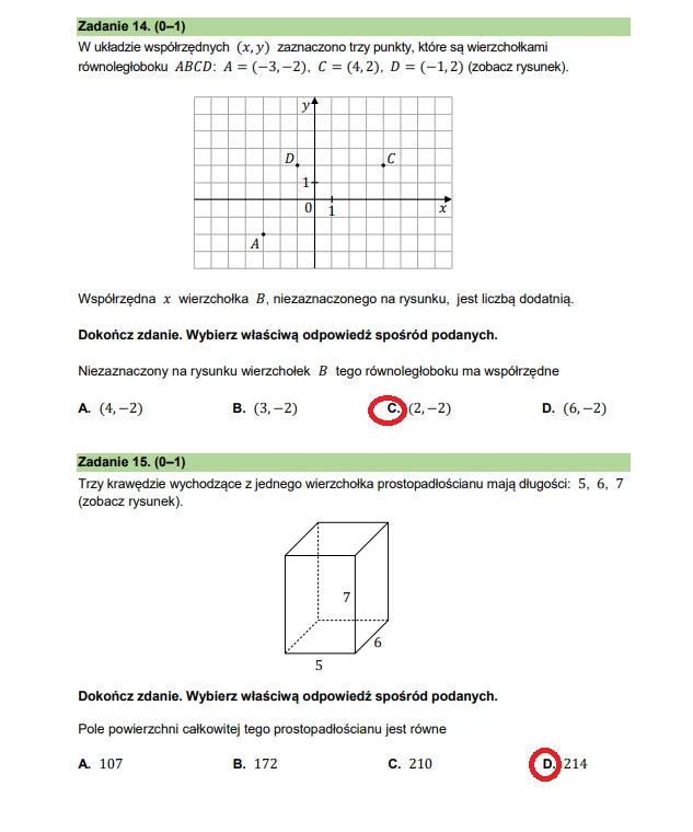 Egzamin ósmoklasisty 2025. Matematyka, arkusz CKE - strona 14 Egzamin ósmoklasisty 2025. Matematyka, arkusz CKE - strona 14