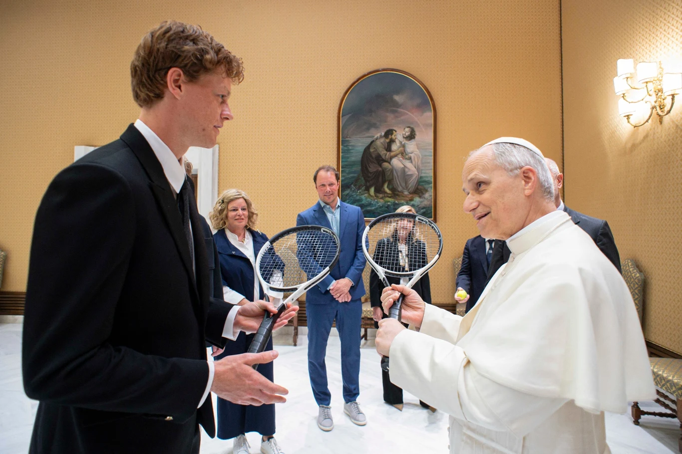 Jannik Sinner na spotkaniu z papieżem Leonem XIV