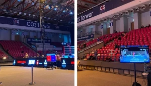 Widok na dwie strony trybun warszawskiego Torwaru. Trwa trzeci dzień Pucharu Świata i turnieju im. Feliksa Stamma, a kibiców wciąż jest jak na lekarstwo