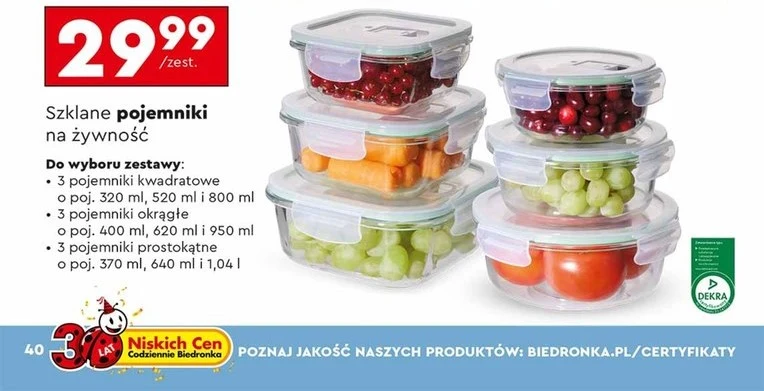 Szklane pojemniki na żywność 