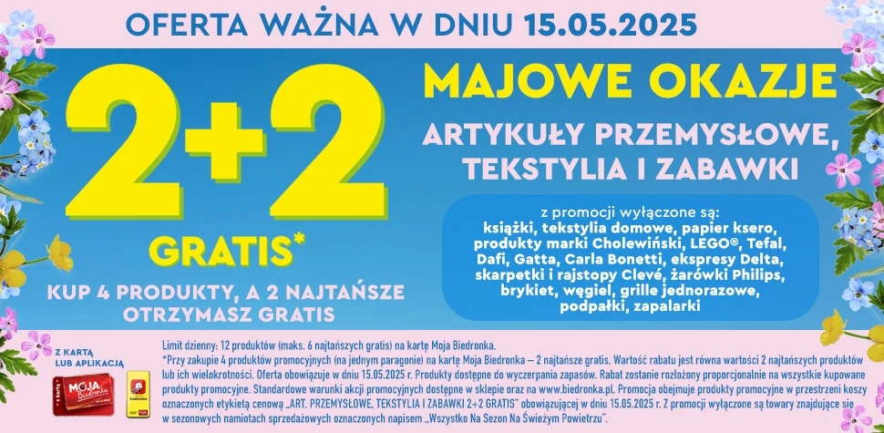 Majowa promocja 2+2 gratis w Biedronce