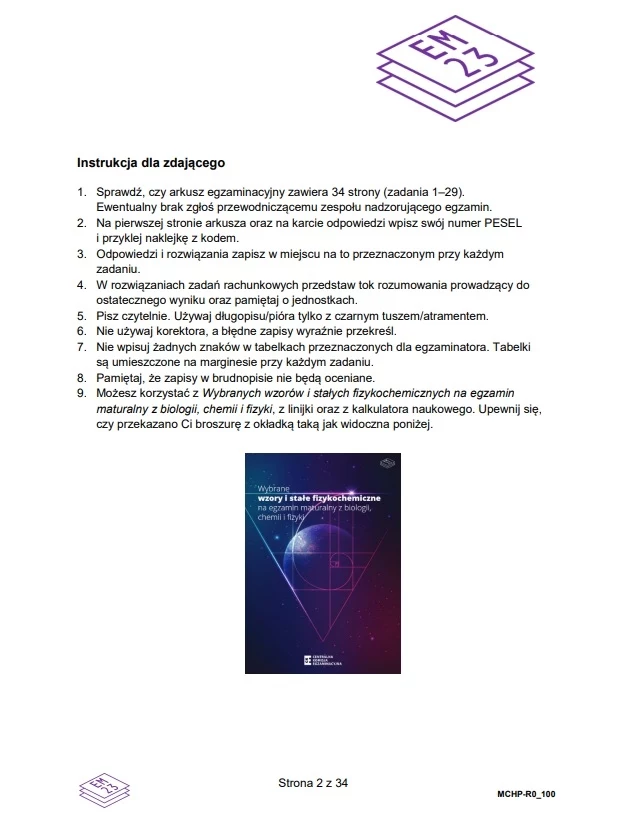 Matura 2025. Rozszerzona chemia, arkusz CKE - strona 2 Matura 2025. Rozszerzona chemia, arkusz CKE - strona 2
