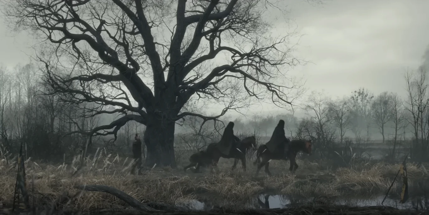 Fragment zwiastuna z gry Wiedźmin 3: Dziki Gon, na którym widoczne jest drzewo Fragment zwiastuna z gry Wiedźmin 3: Dziki Gon, na którym widoczne jest drzewo