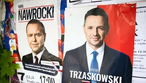 Karol Nawrocki i Rafał Trzaskowski na plakatach wyborczych