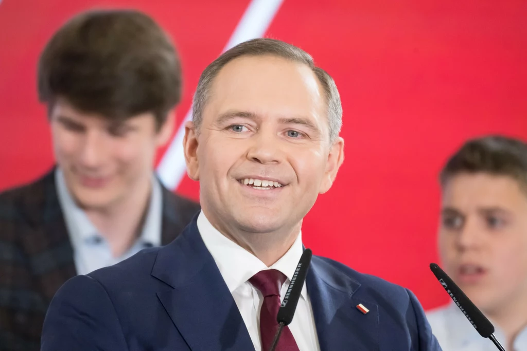Wybory prezydenckie 2025. Karol Nawrocki podczas wieczoru wyborczego Wybory prezydenckie 2025. Karol Nawrocki podczas wieczoru wyborczego