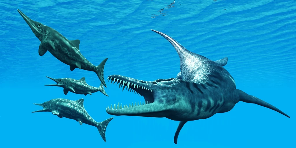 Liopleurodon goniący ichtiozaury w wodach mezozoiku Liopleurodon goniący ichtiozaury w wodach mezozoiku