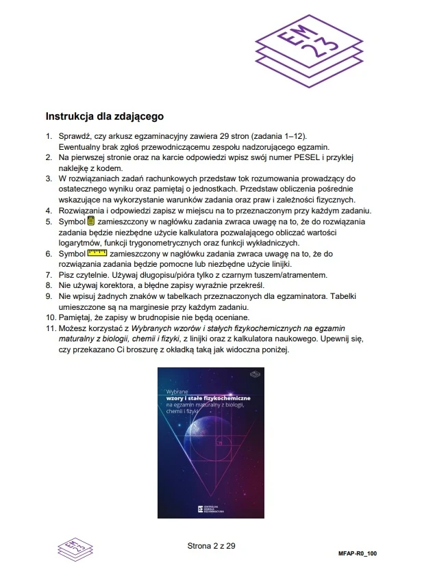 Matura 2025. Rozszerzona fizyka, arkusz CKE - strona 2