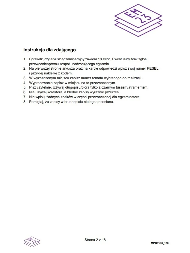 Matura 2025. Rozszerzony język polski, arkusz CKE - strona 2