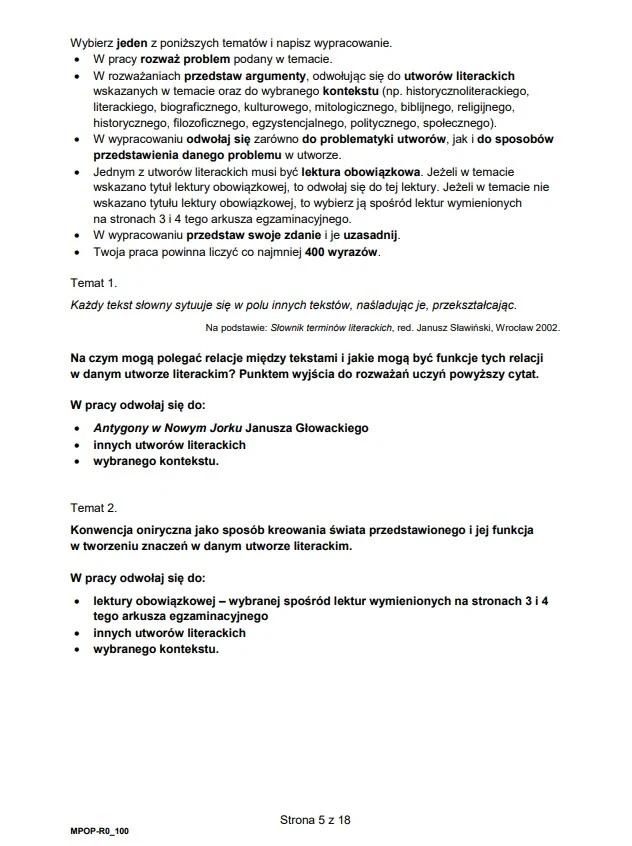 Matura 2025. Rozszerzony język polski, arkusz CKE - strona 5