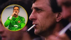 Wojciech Szczęsny i Johan Cruyff, tutaj jako trener Barcelony