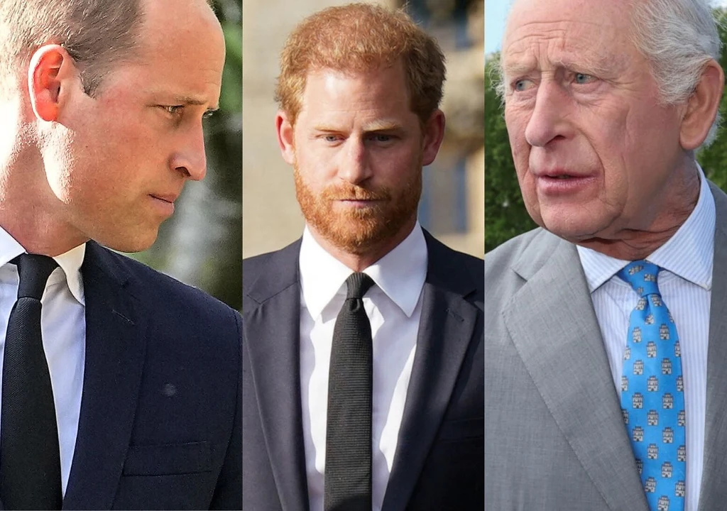 Książę William, książę Harry i król Karol III