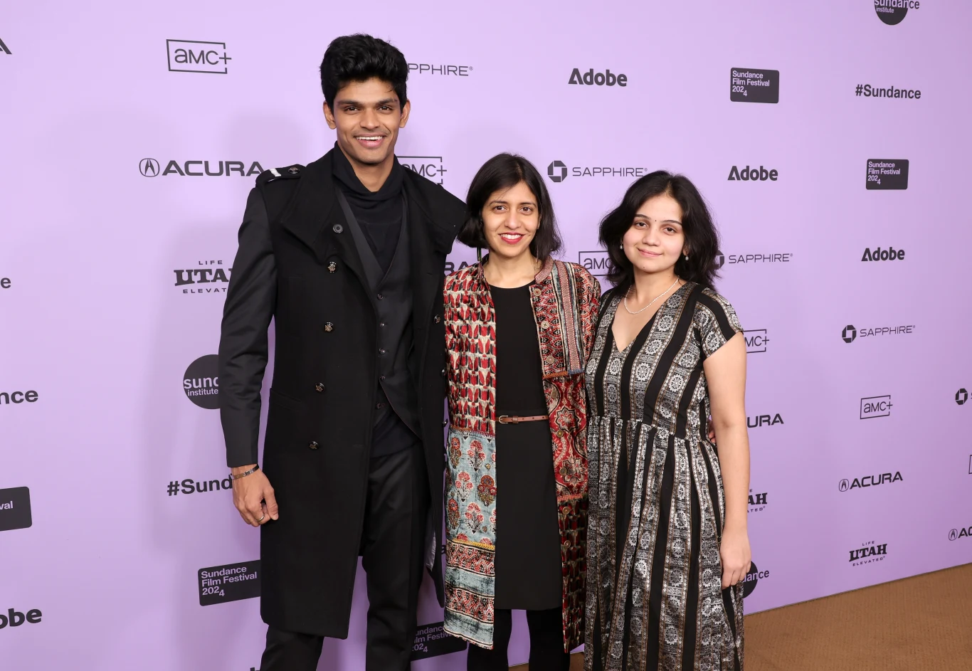 Kesav Binoy Kiron, Shuchi Talati i Preeti Panigrahi na premierze filmu "Girls Will Be Girls", Sundance Film Festival 2024