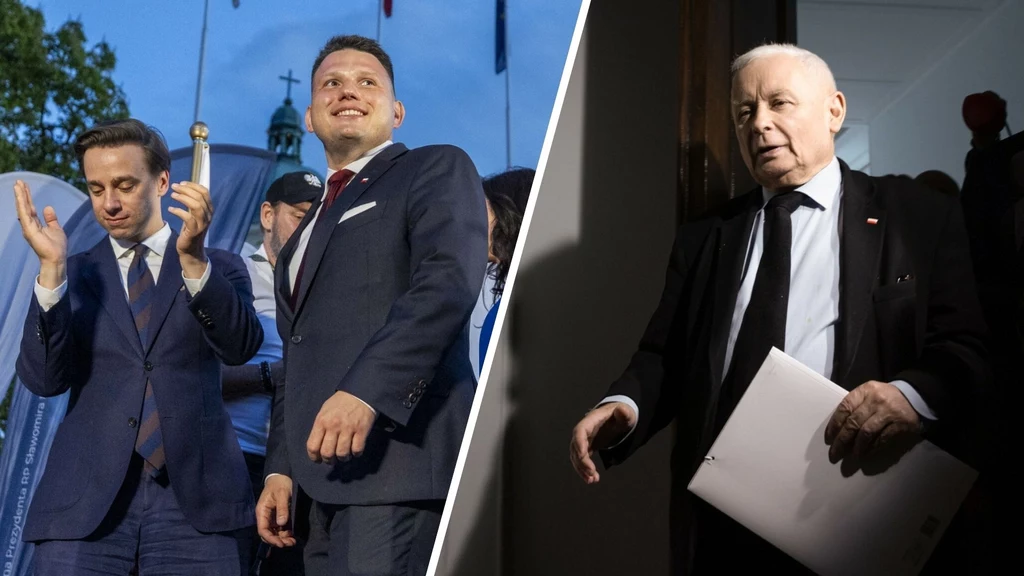 Liderzy Konfederacji Krzysztof Bosak i Sławomir Mentzen oraz prezes PiS Jarosław Kaczyński Liderzy Konfederacji Krzysztof Bosak i Sławomir Mentzen oraz prezes PiS Jarosław Kaczyński