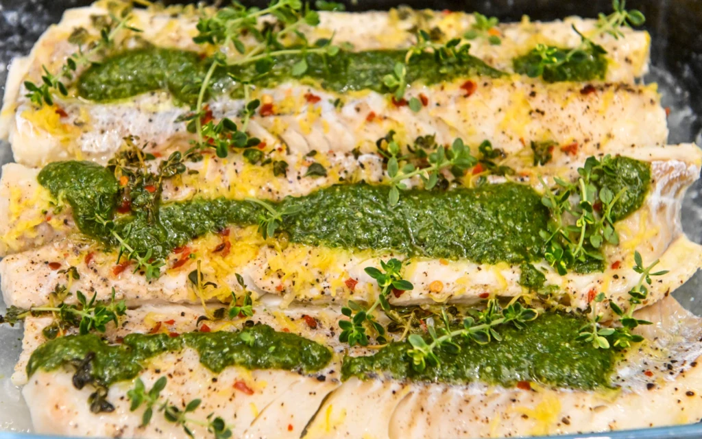 Polędwica z dorsza w pesto