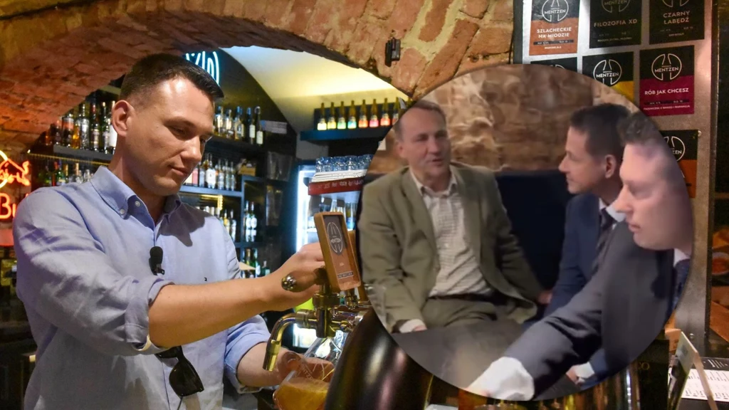 Sławomir Mentzen i Rafał Trzaskowski poszli na piwo po rozmowie. Towarzyszył im szef MSZ Radosław Sikorski Sławomir Mentzen i Rafał Trzaskowski poszli na piwo po rozmowie. Towarzyszył im szef MSZ Radosław Sikorski