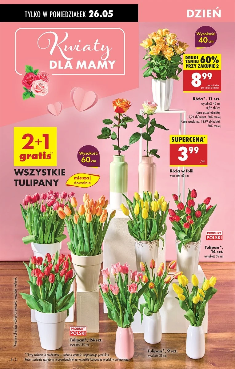 Kwiaty na Dzień Matki w Biedronce – bukiety, tulipany i róże w promocyjnych cenach Kwiaty na Dzień Matki w Biedronce – bukiety, tulipany i róże w promocyjnych cenach