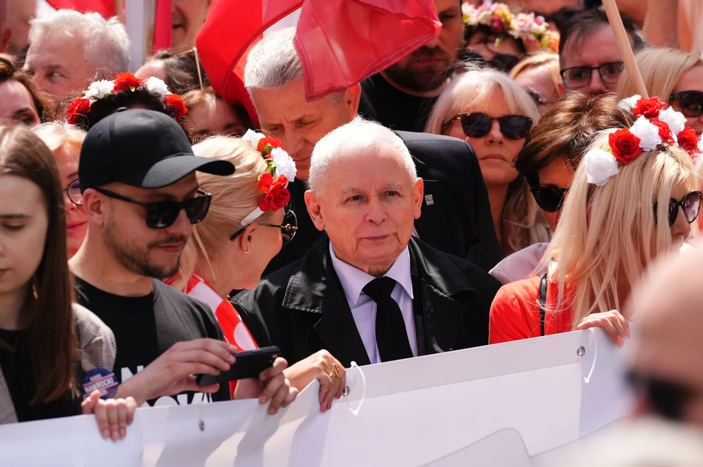 Prezes PiS Jarosław Kaczyński podczas Marszu za Polską Prezes PiS Jarosław Kaczyński podczas Marszu za Polską