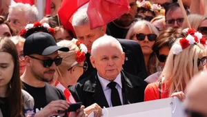 Prezes PiS Jarosław Kaczyński podczas Marszu za Polską