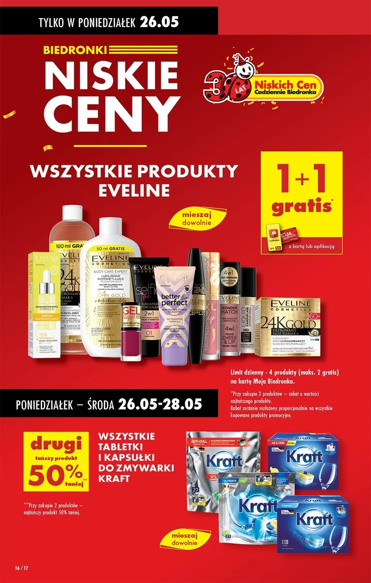 Kosmetyki Eveline 1+1 gratis w Biedronce 