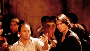 John Woo i Tom Cruise na planie filmu "Mission: Impossible 2"
