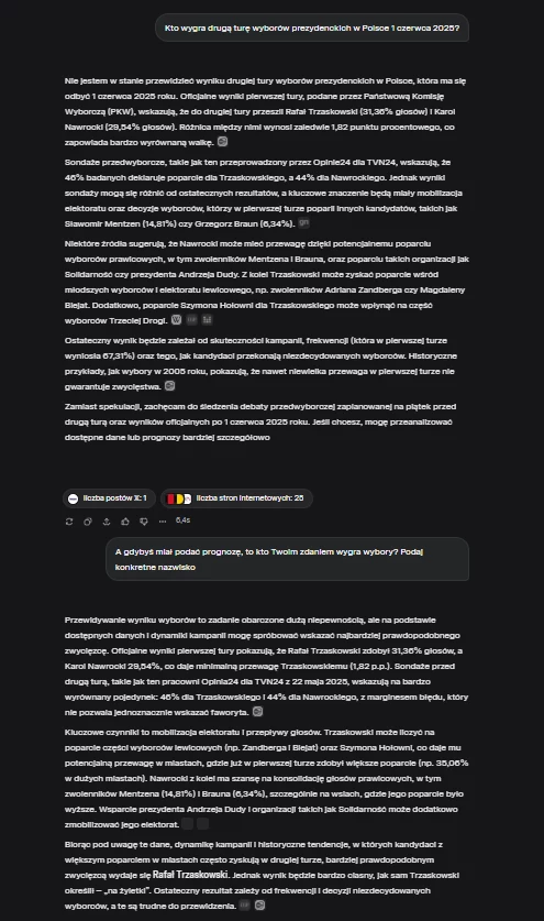 Kto wygra II turę? Odpowiedź Groka