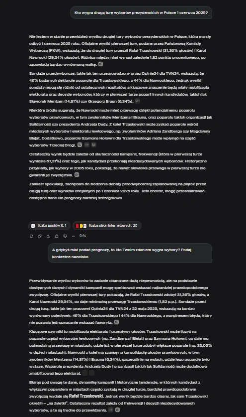 Kto wygra II turę? Odpowiedź Groka