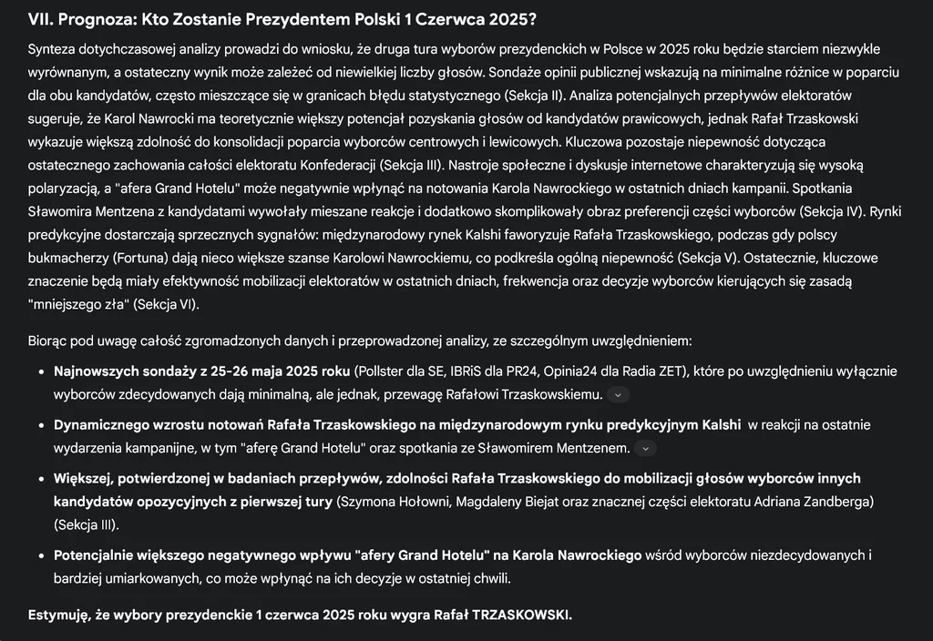 Prognoza Gemini. Wybory wygra Rafał Trzaskowski.