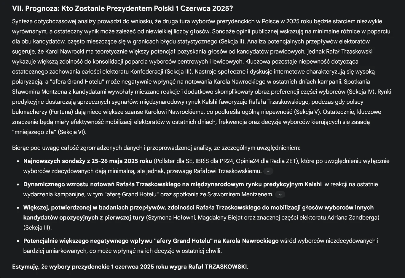 Prognoza Gemini. Wybory wygra Rafał Trzaskowski.