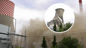 Wyburzenie ostatniej chłodni kominowej bloku 120 MW Elektrowni Łagisza w Będzinie