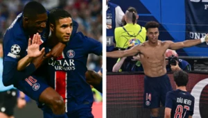 Achraf Hakimi i Desire Doue celebrujący swoje gole w finale Ligi Mistrzów