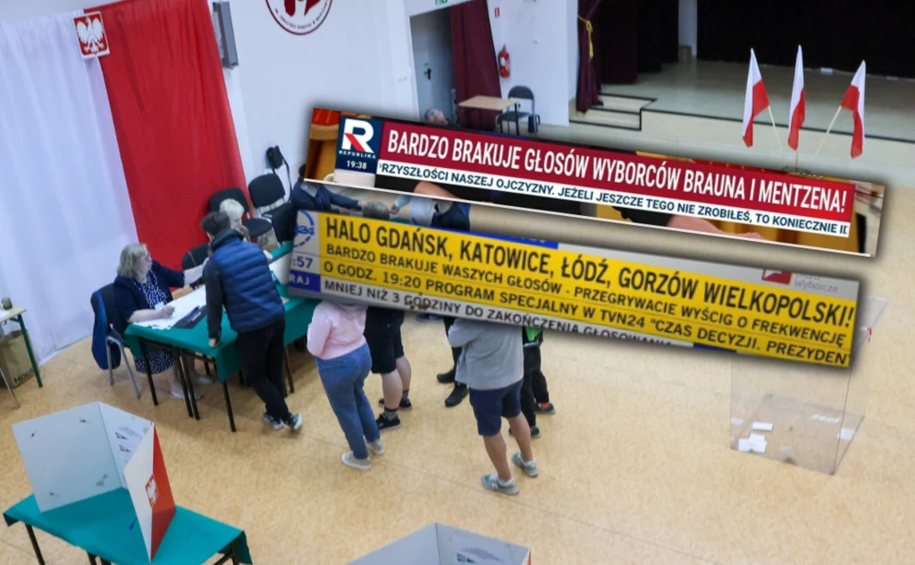 "Walka" o frekwencję wyborczą. Nietypowe paski w TB Republika i TVN24 "Walka" o frekwencję wyborczą. Nietypowe paski w TB Republika i TVN24