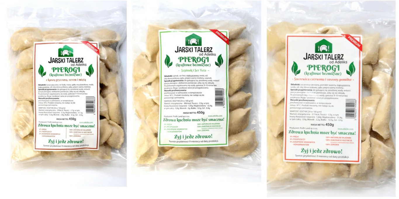 Aldi informuje o pierogach, które zostały wycofane ze sprzedaży z uwagi na nieprawidłowe oznakowanie substancji alergennych Trzy opakowania pierogów marki Jarski Talerz w przezroczystych foliowych workach ze szczegółową etykietą zawierającą nazwę produktu oraz informacje o składzie i wartościach odżywczych.