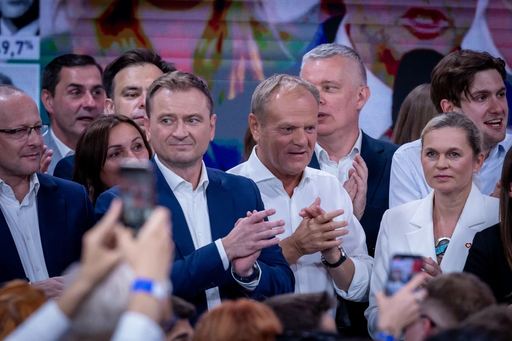 Donald Tusk i politycy KO podczas wieczoru wyborczego Rafała Trzaskowskiego Donald Tusk i politycy KO podczas wieczoru wyborczego Rafała Trzaskowskiego