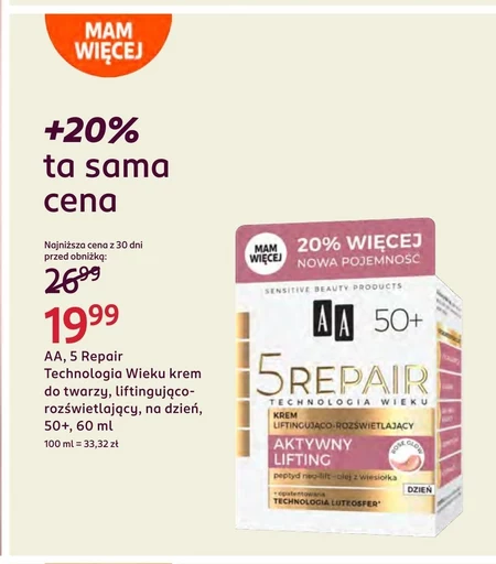 Krem rozświetlający do twarzy AA