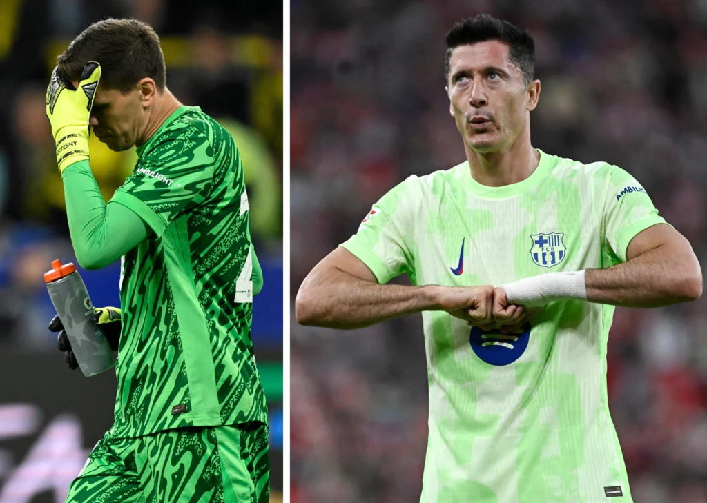 Wojciech Szczęsny i Robert Lewandowski - polscy piłkarze FC Barcelona Wojciech Szczęsny i Robert Lewandowski - polscy piłkarze FC Barcelona